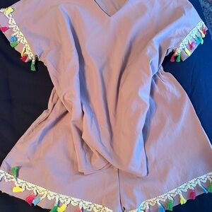 Violet Tassel Trim Romper